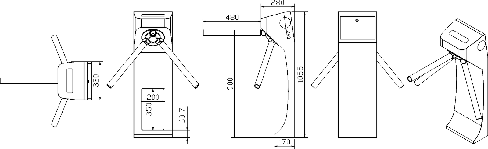 Js-sgz077 - vertical tripod turnstile gate | karsun