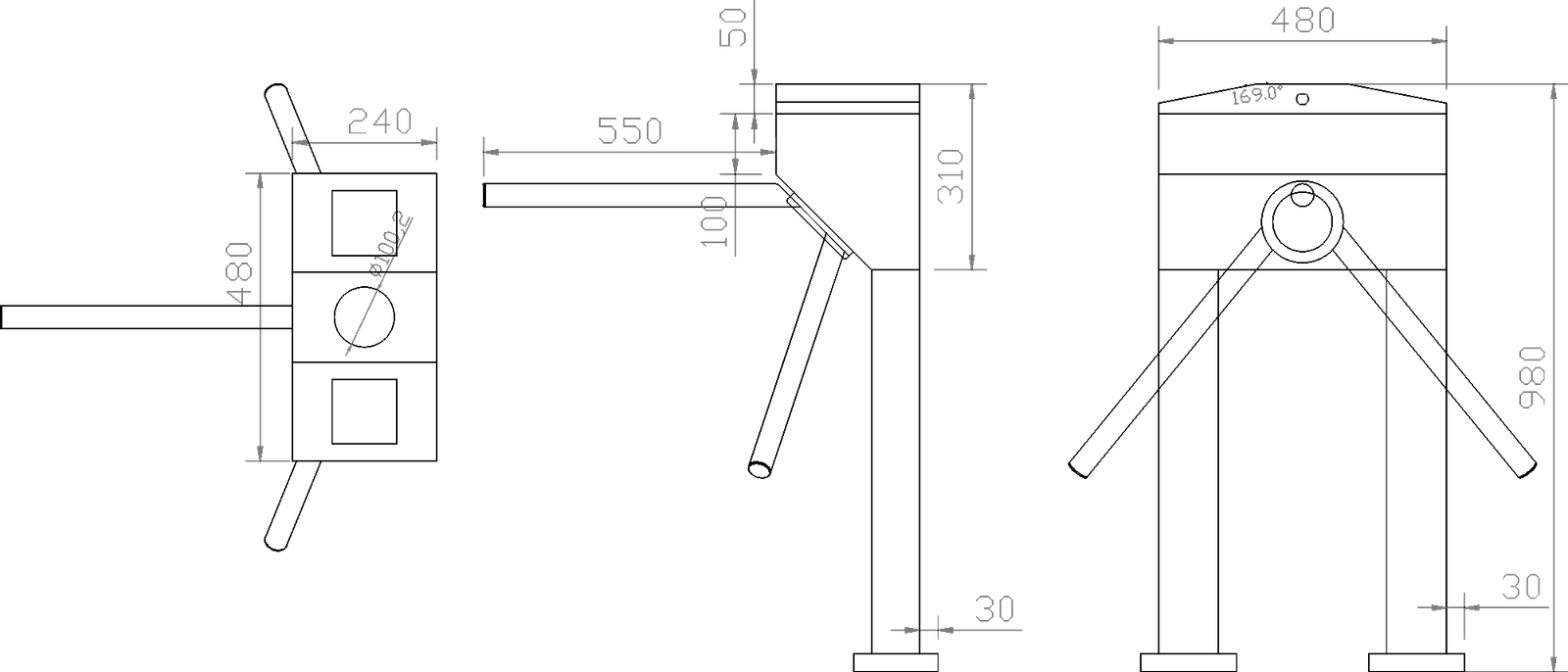 Js-tb01 - bus tripod turnstile access control wall mounted type | karsun